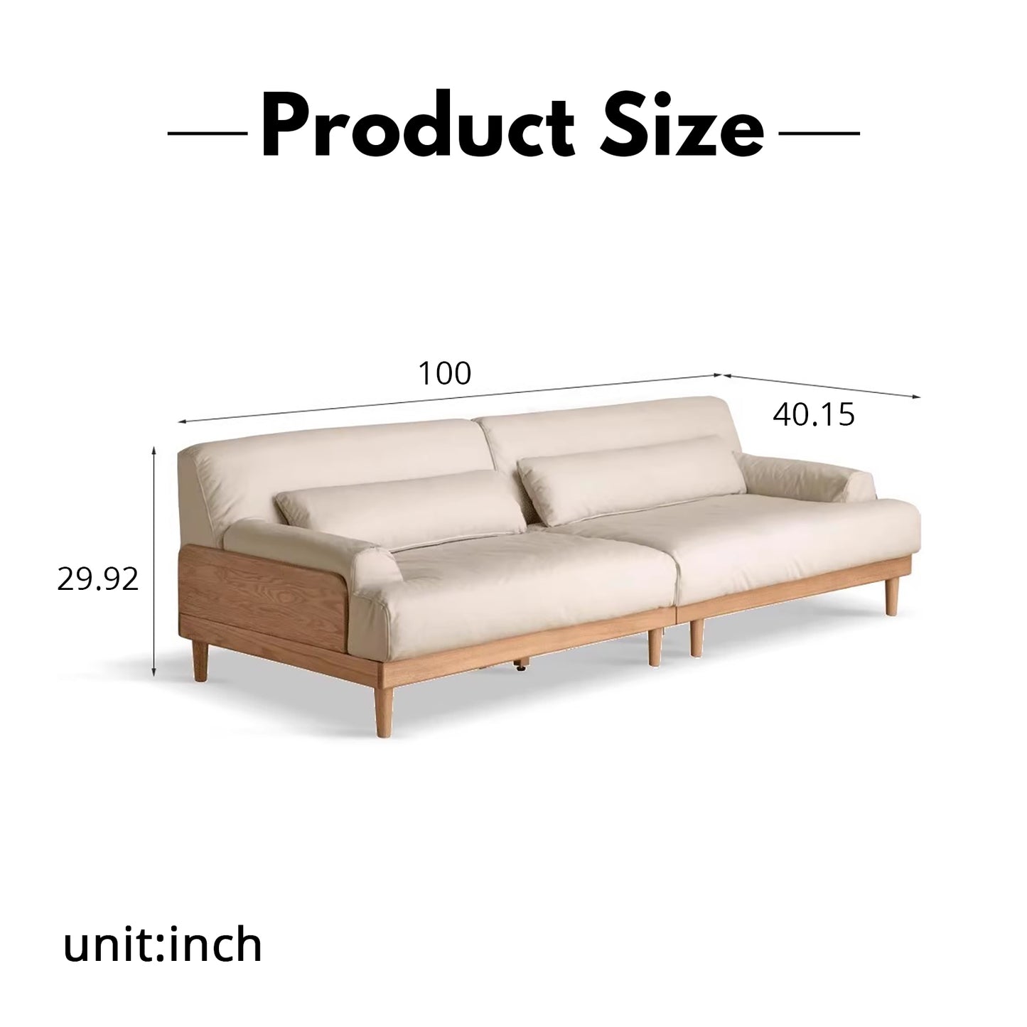 Modern Minimalist Solid Wood Sofa – Oak Fabric Down Sofa for Japanese Living Rooms and Small Spaces