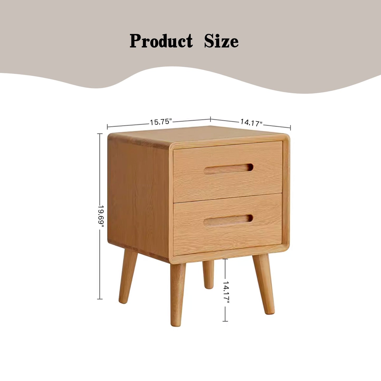 100% Solid Wood Night Stand (Natural)