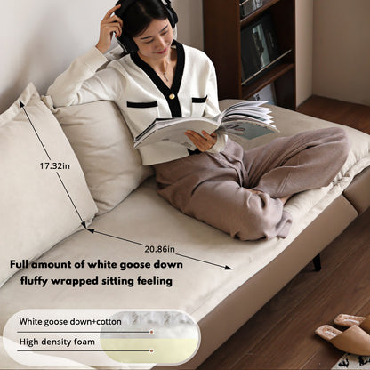Modern Convertible Down Sofa - 180° Rotatable Design with Hypoallergenic Fabric & Solid Wood Frame