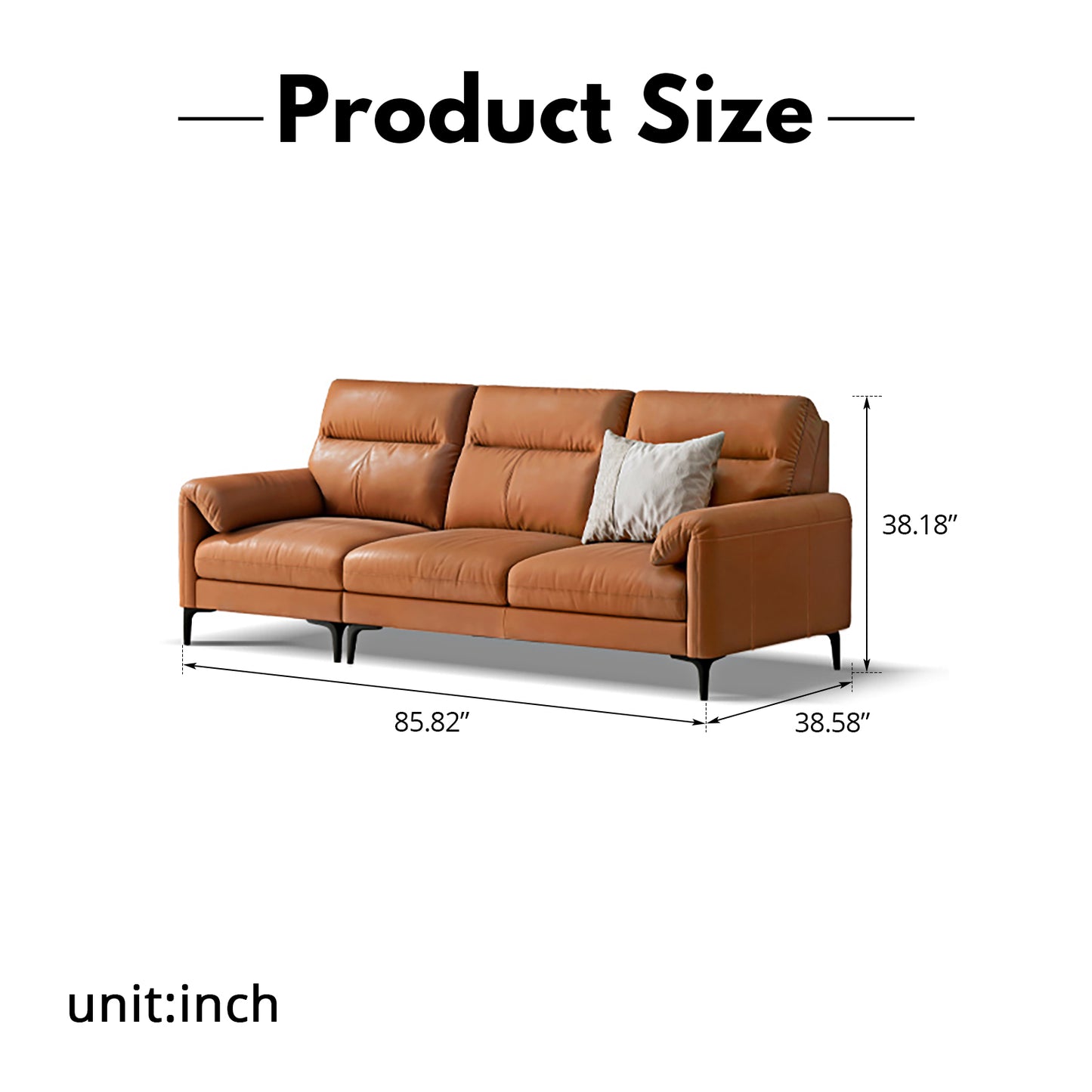 Italian Minimalist Genuine Leather Sofa – Modern Luxury Top-Grain Cowhide for Home Living