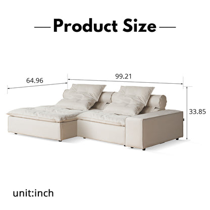 French Crème Modular Sofa - Ultrasuede Sectional with Goose Down & Solid Wood Frame
