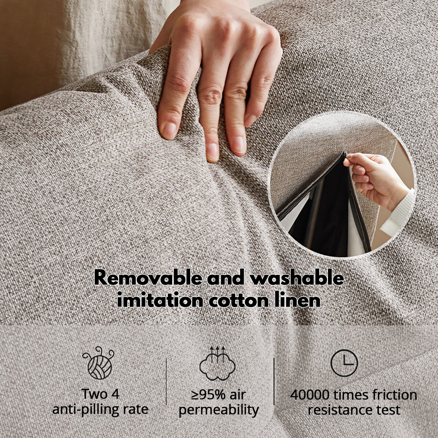 Convertible Sofa Bed - Modern Multi-Functional Foldable Design with Linen Fabric & Solid Wood Frame