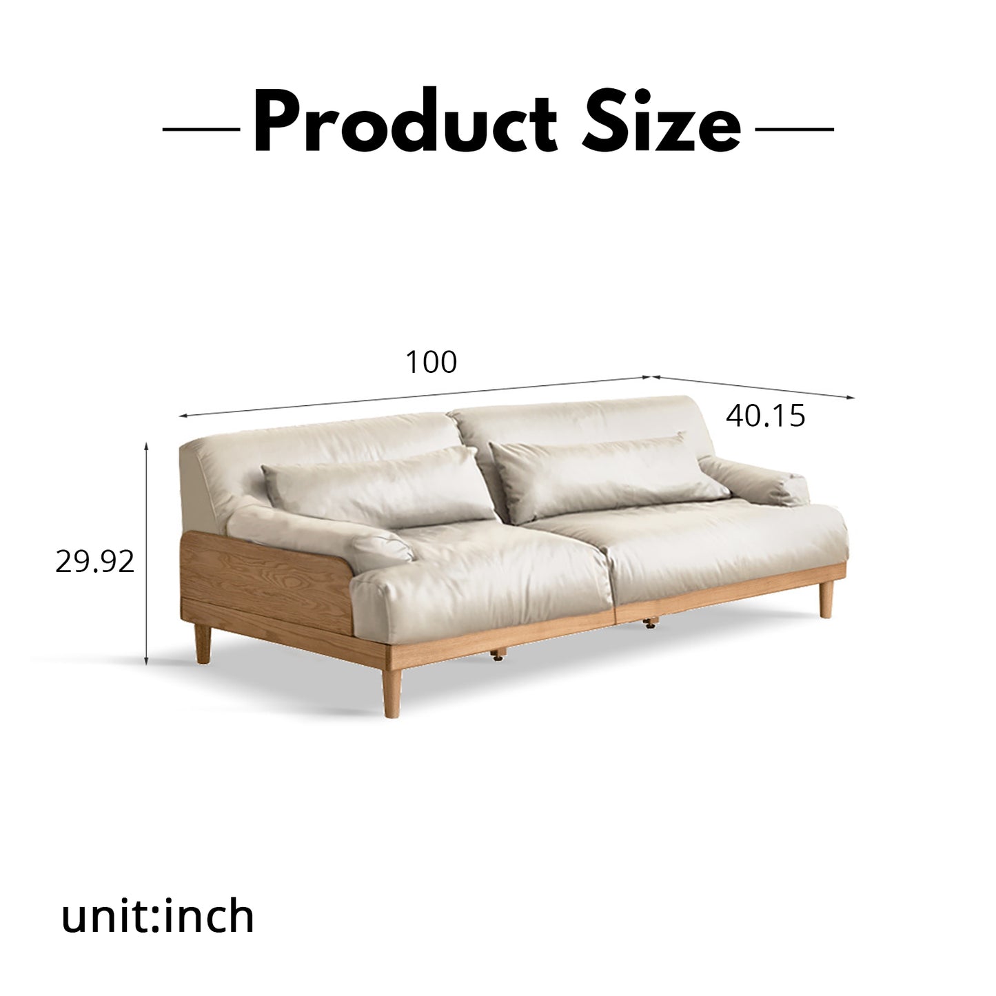 Modern Minimalist Solid Wood Sofa – Oak Fabric Down Sofa for Japanese Living Rooms and Small Spaces