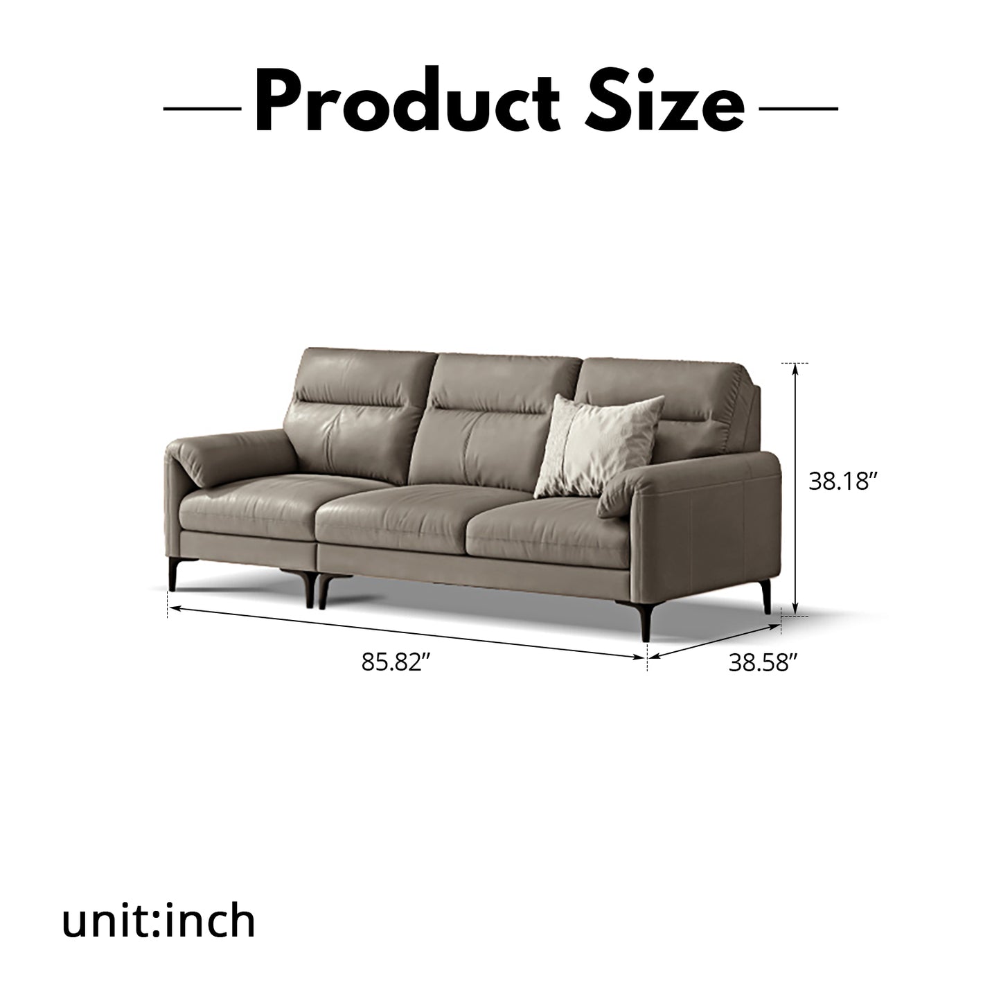 Italian Minimalist Genuine Leather Sofa – Modern Luxury Top-Grain Cowhide for Home Living