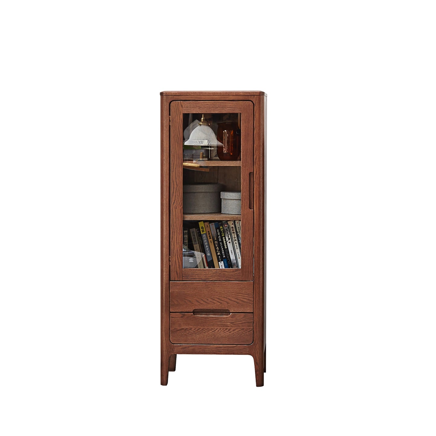 100% Solid Oak Wood Storage Cabinet Three-Tier Buffet (Walnut)