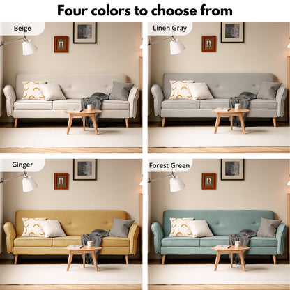Scandinavian 3-Seater Sofa Bed - Space-Saving Foldable Design with Washable Linen & Solid Wood Frame