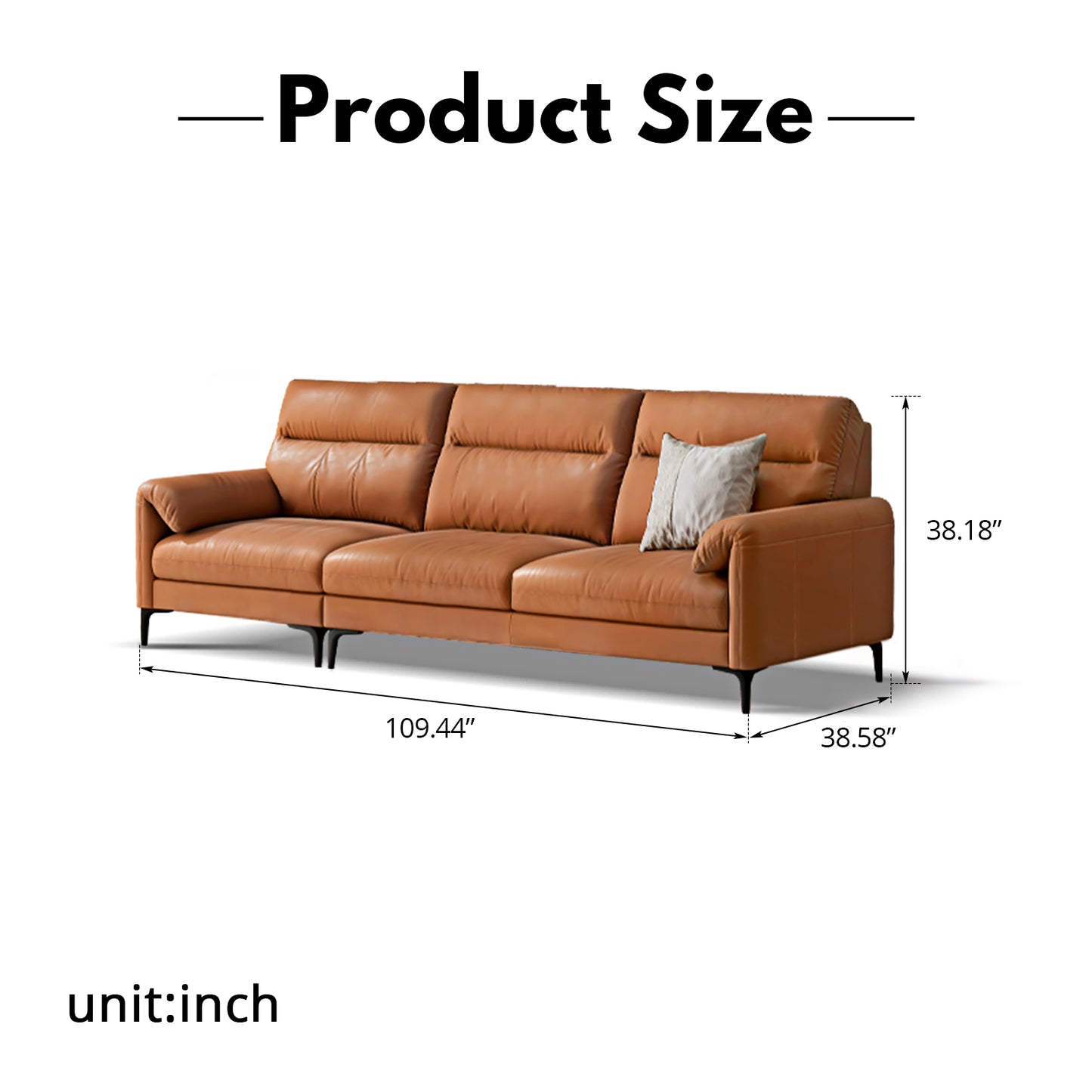 Italian Minimalist Genuine Leather Sofa – Modern Luxury Top-Grain Cowhide for Home Living