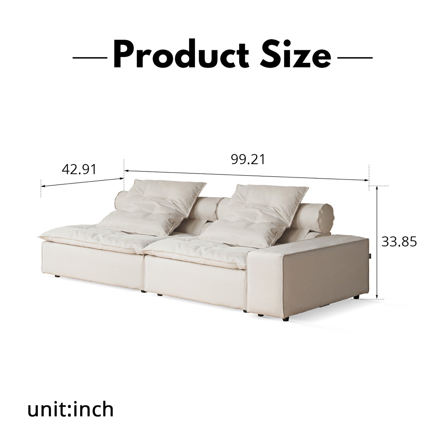 French Crème Modular Sofa - Ultrasuede Sectional with Goose Down & Solid Wood Frame