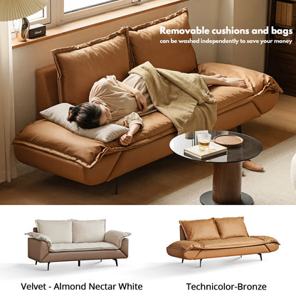 Modern Convertible Down Sofa - 180° Rotatable Design with Hypoallergenic Fabric & Solid Wood Frame
