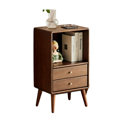 100% Solid Wood Bedroom Nightstand Storage Cabinet / Bookcase (Walnut)