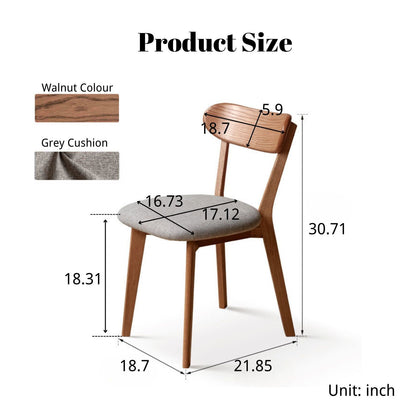 100%Oak Wood Upholstered Dining Chairs,  Oak Wood Kitchen Chairs with Wide Rounded Backrest