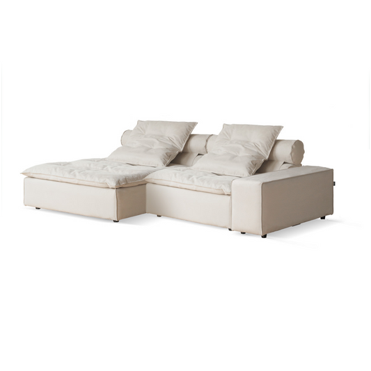 French Crème Modular Sofa - Ultrasuede Sectional with Goose Down & Solid Wood Frame