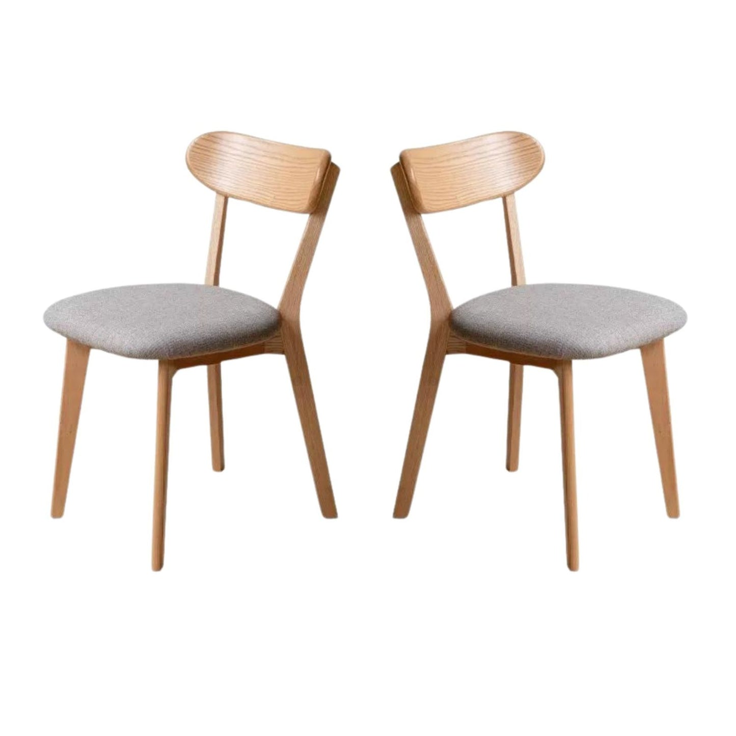 100%Oak Wood Upholstered Dining Chairs,  Oak Wood Kitchen Chairs with Wide Rounded Backrest