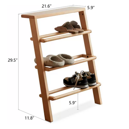 100% Sold Wood Ladder Shape Shoe Rack (Natural)