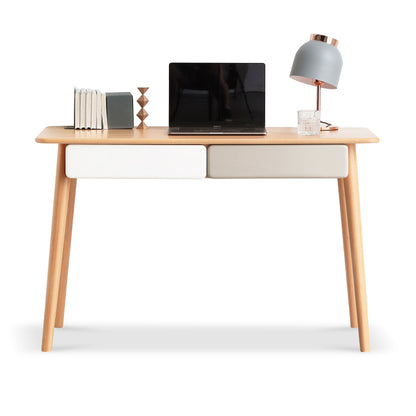 100% Solid Wood Computer Desk with Drawers Natural Wood Color (47.24"/ 55.11")-LD