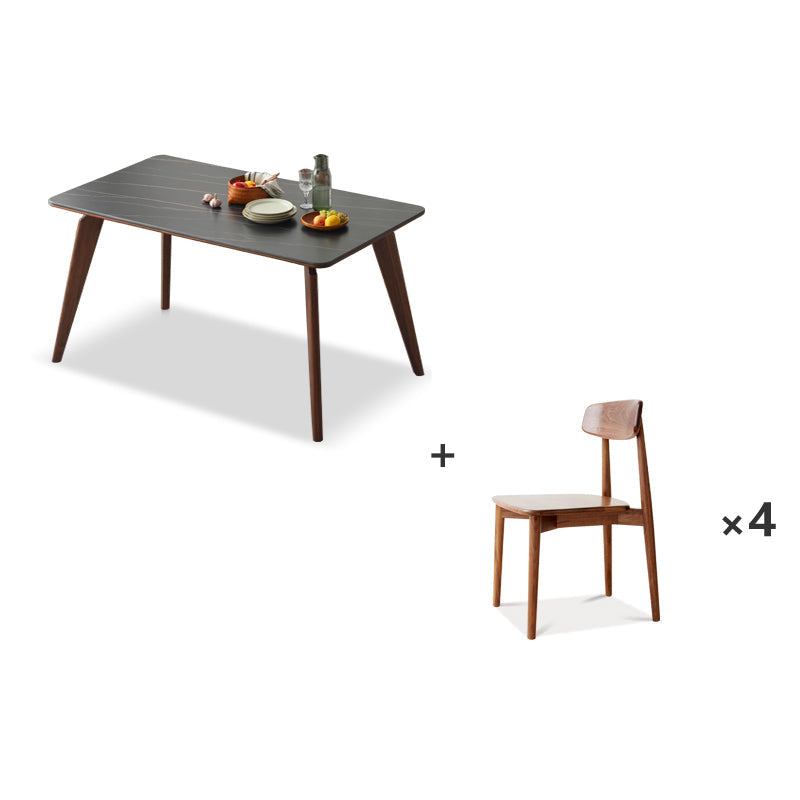 Rock Slab Minimalist Dining Table and Chair Set