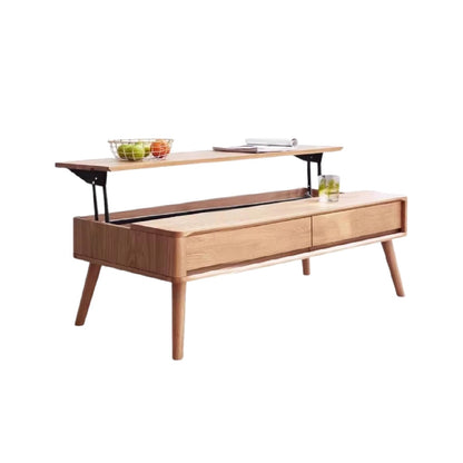 100% Solid Oak Lift Top Coffee Table with Storage Shelf Natural / Walnut Colour (39.37"/ 47.24")