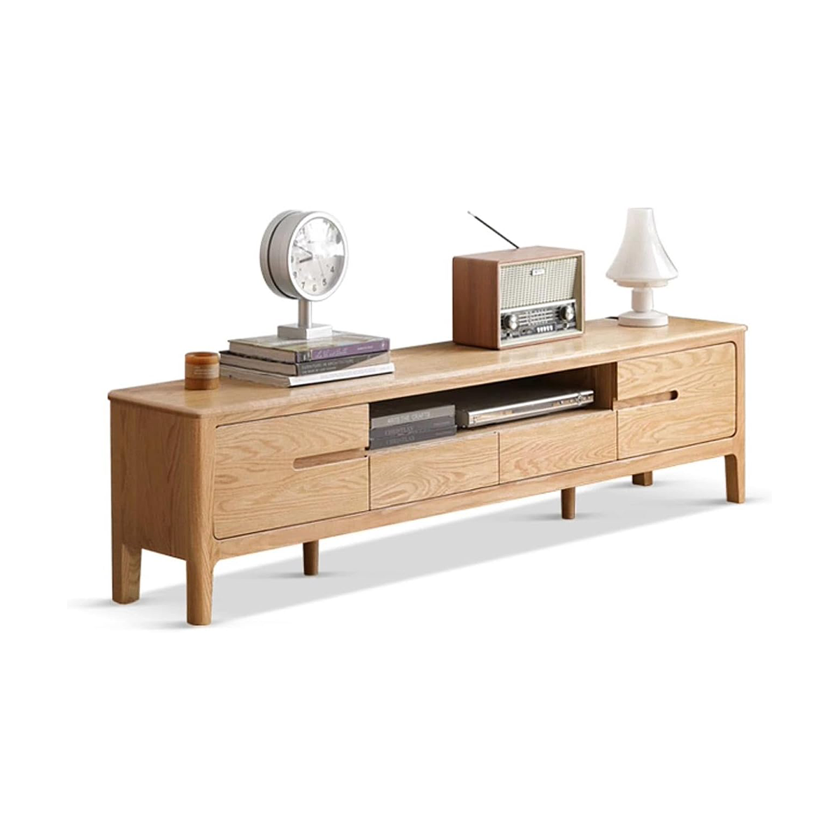 100% Solid Wood TV Cabinet with Large Storage Space (Natural)