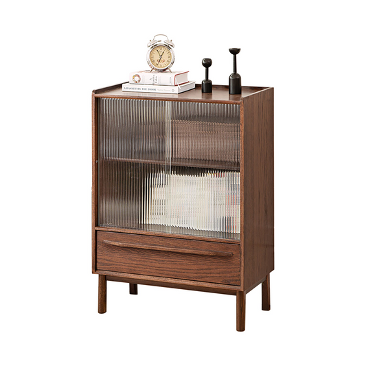 100% Solid Wood Storge Cabinet (Walnut）